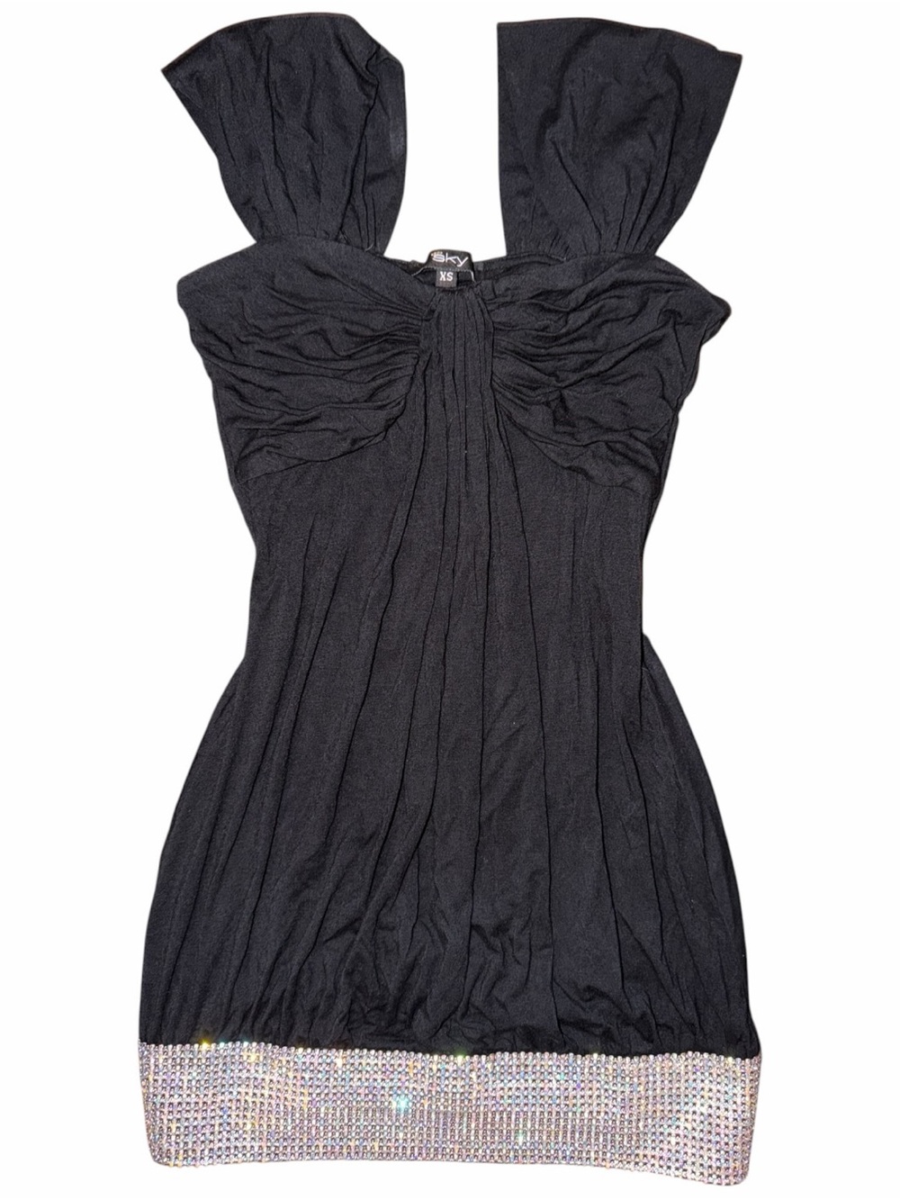 Y2K Vintage SKY Rhinestone Babydoll Mini Dress